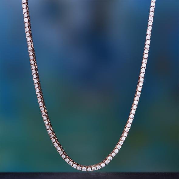 18K Tennis Necklace and Princess Halo Earring Set