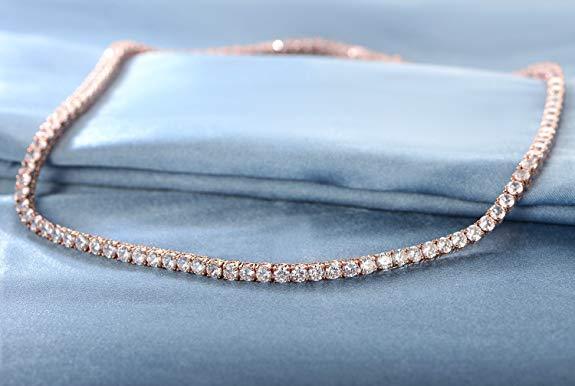 18K Tennis Necklace and Princess Halo Earring Set